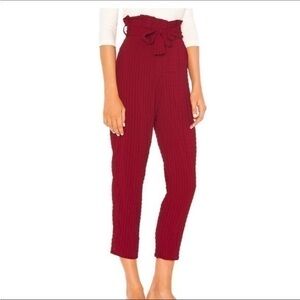 Lovers + Friends Irving High Waisted Textured Paper Bag Pants in Red Wine NWT XS